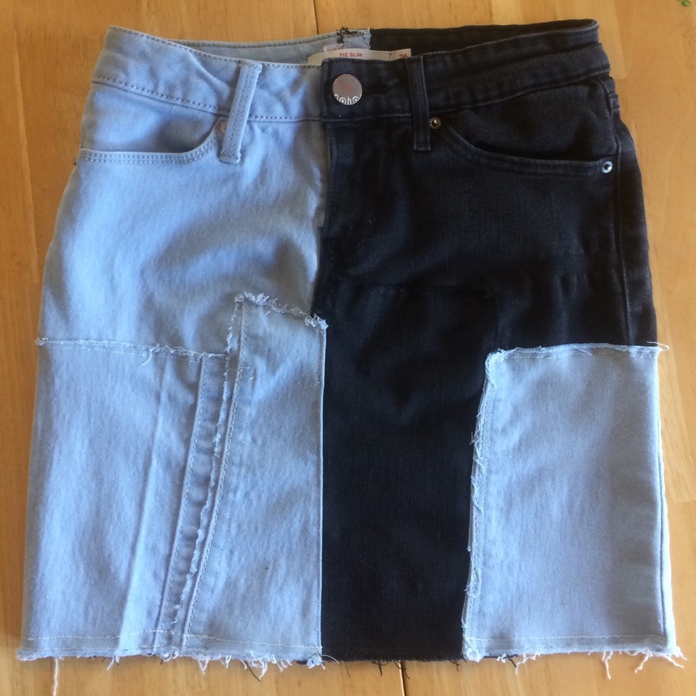 Levi Handmade upcycled denim jean mini skirt - Picture 3 of 5